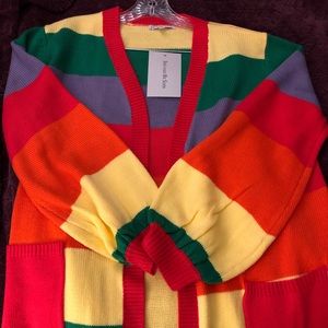 Long knitted rainbow cardigan